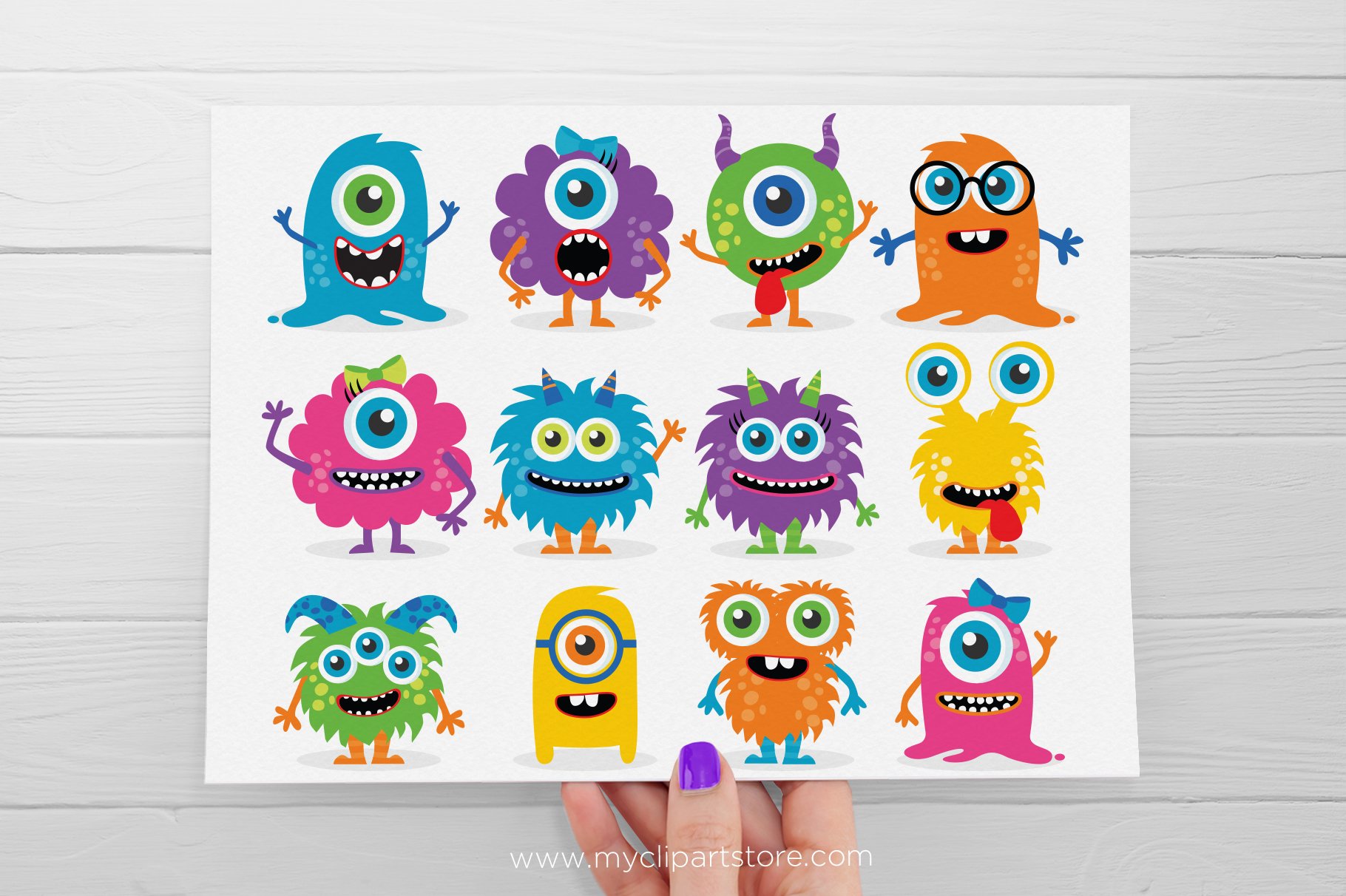 Friendly Monsters Clipart, SVG preview image.