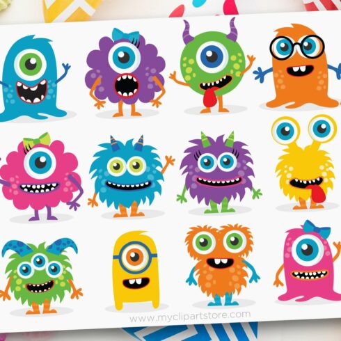 Friendly Monsters Clipart, SVG cover image.