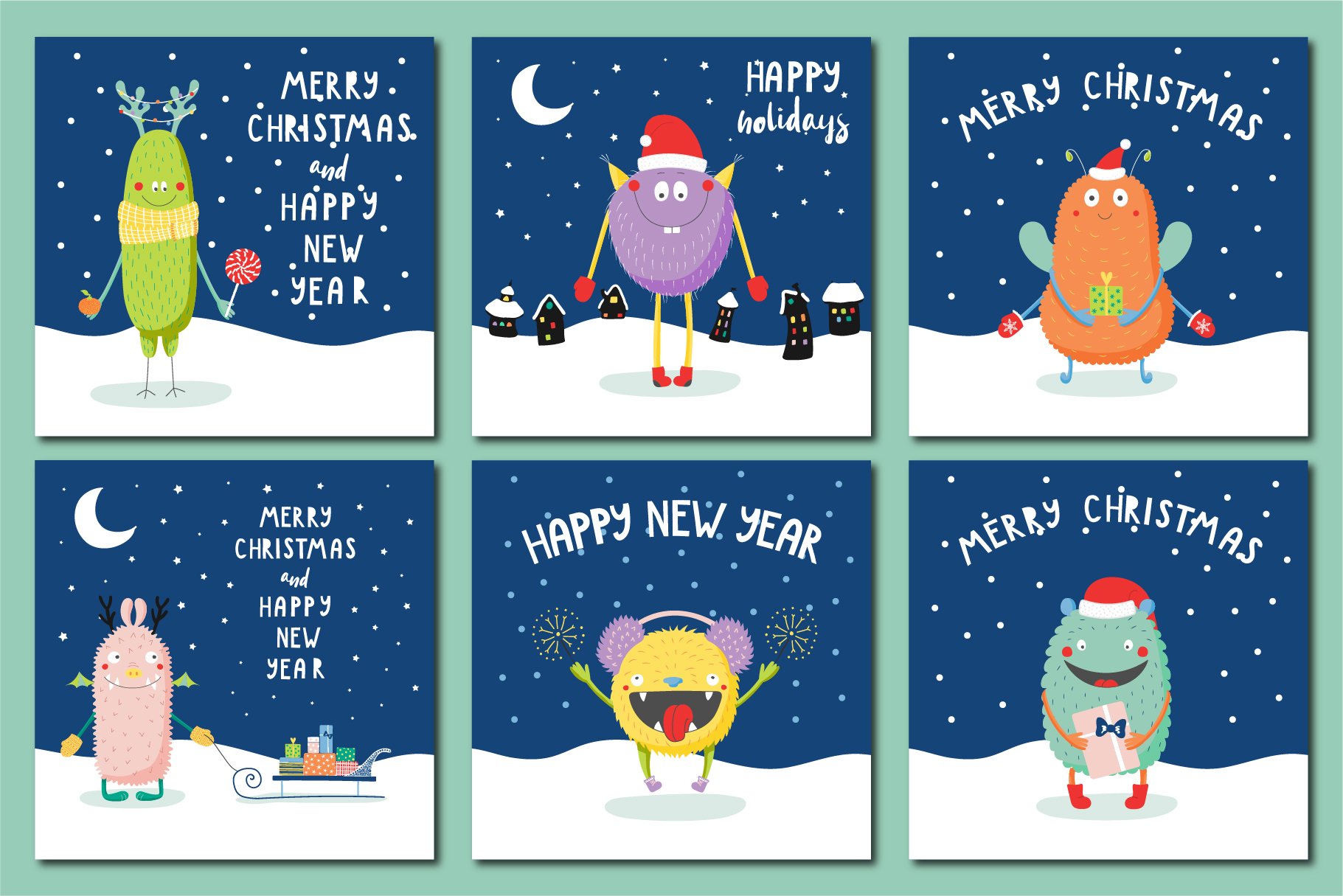 monsters christmas cards 04 120