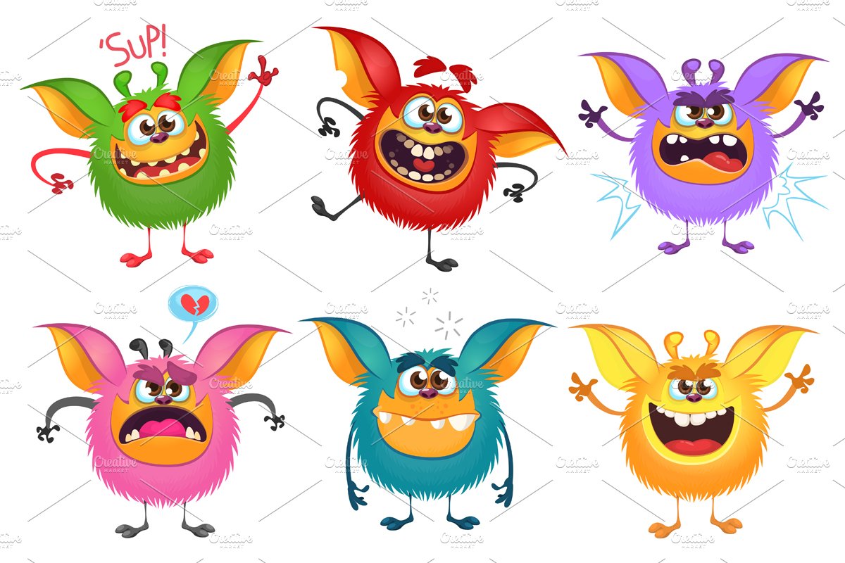 Halloween cartoon monsters. Vector cover image.