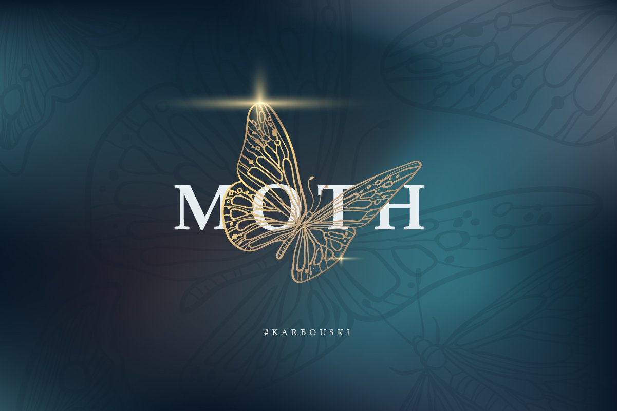 Mystical. Moth. Clip art cover image.