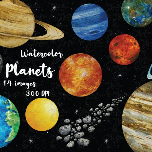 Watercolor Planet Solar System Set cover image.