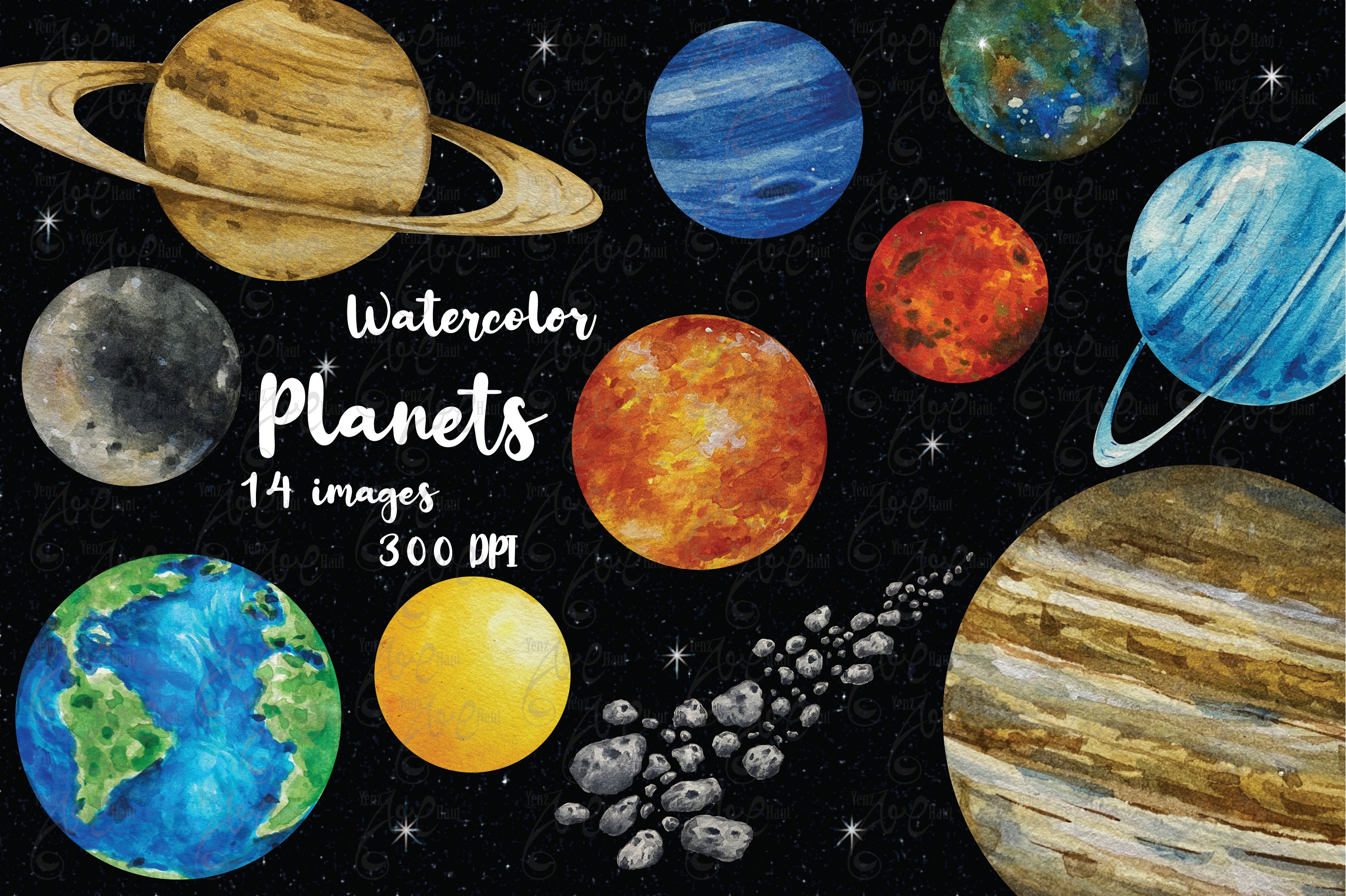Watercolor Planet Solar System Set cover image.