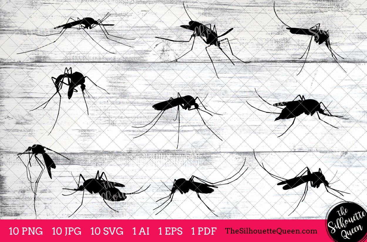 Mosquito Silhouette Vector Graphics preview image.