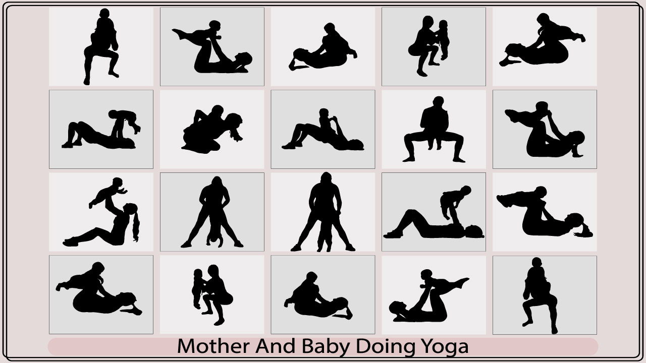 mother with baby doing yoga silhouettemb add media 935