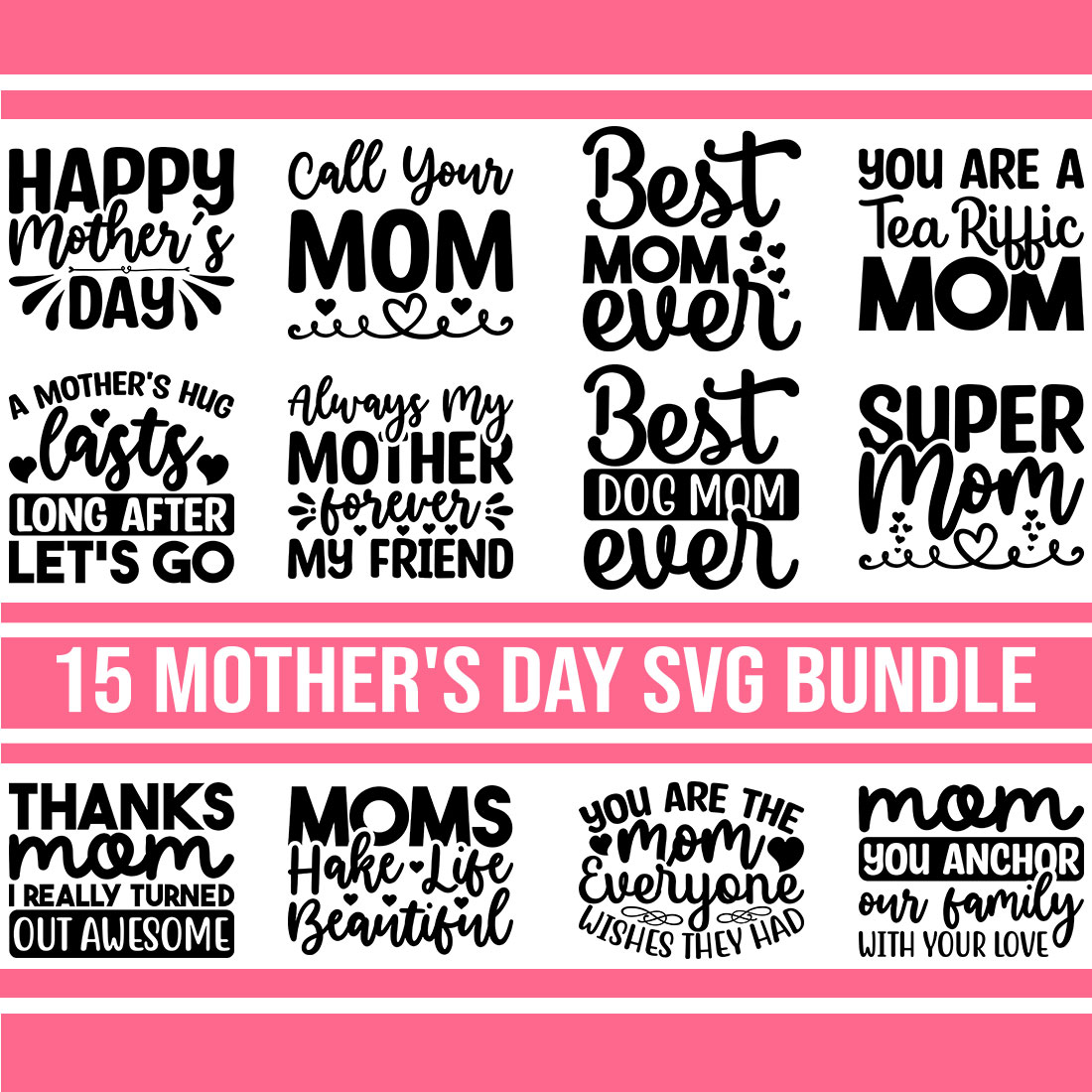 Mother's Day SVG Bundle preview image.