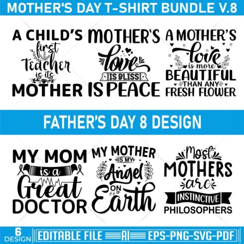 Mother's Day T-shirt Bundle V8 cover image.