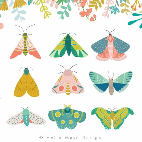 Colorful Moth Clip Art cover image.