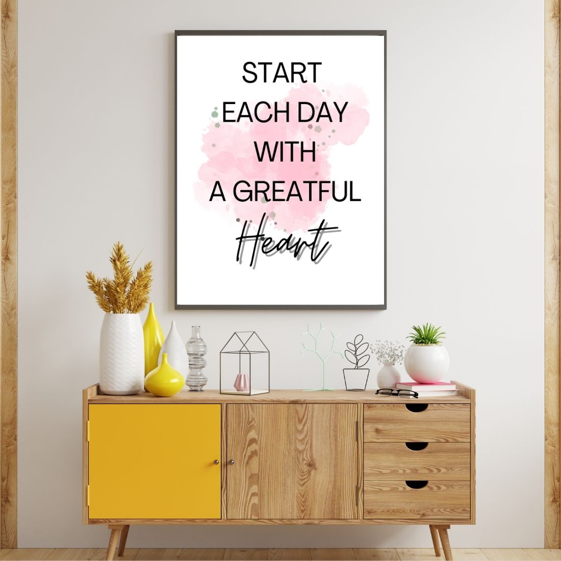 Start Each Day With A Grateful Heart | Motivational Quote Printable Wall Art | Wall Art Printable preview image.