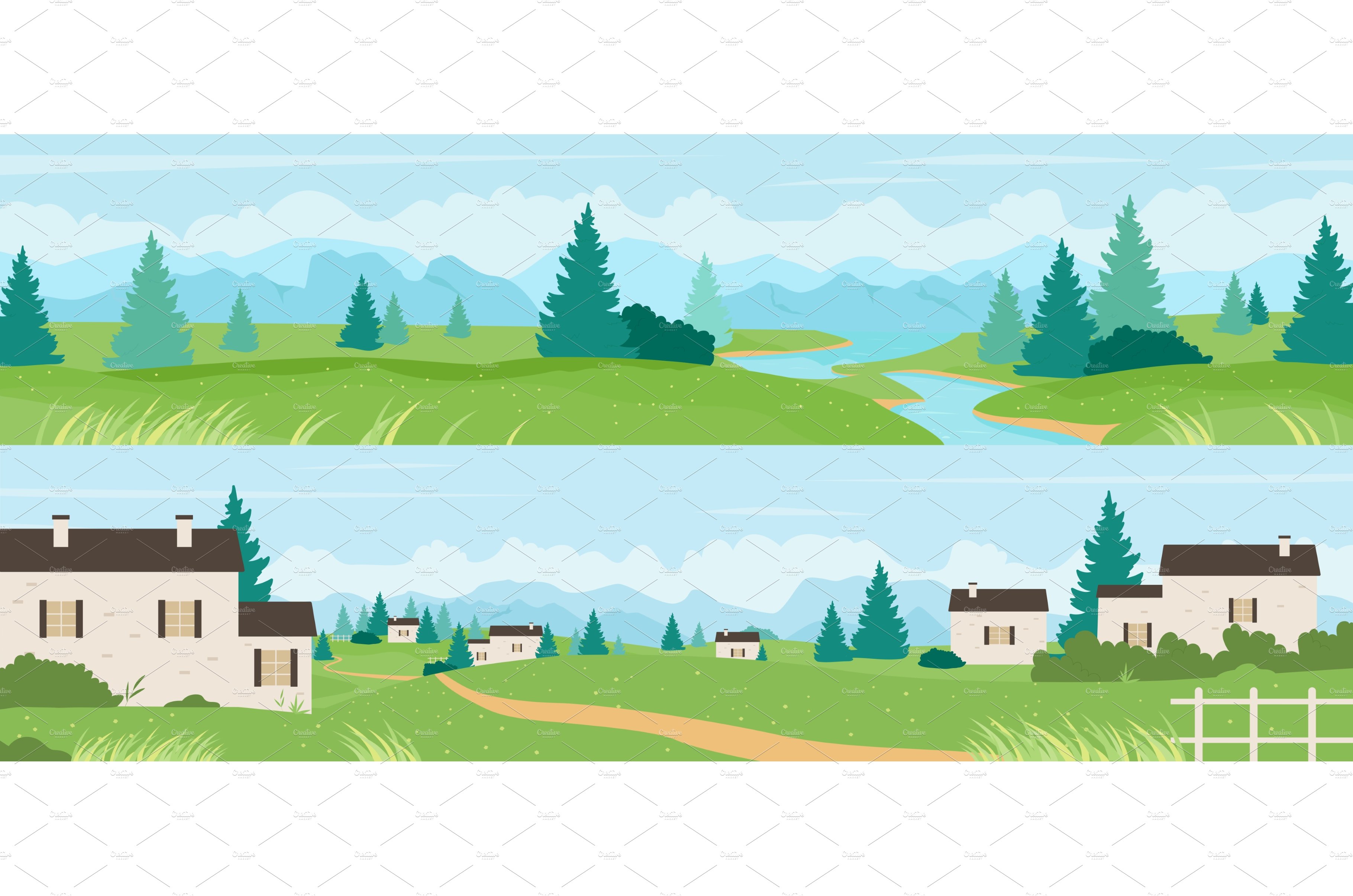 Farm meadow hills forest panorama cover image.