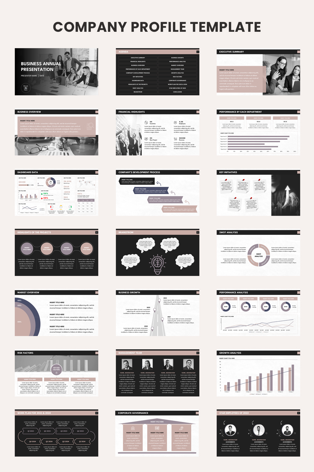 Business Annual Report Presentation, Company performance report, Corporate annual report, Annual financial report pinterest preview image.