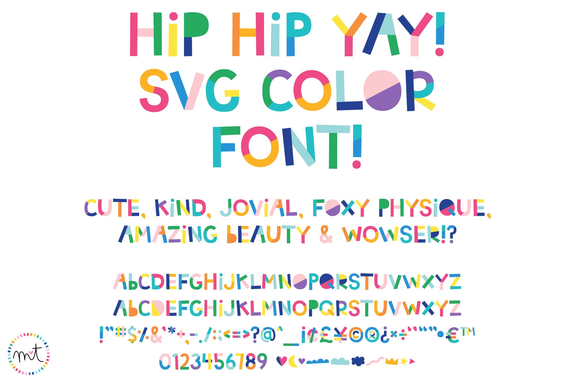 Hip Hip Yay SVG Color Font Duo preview image.