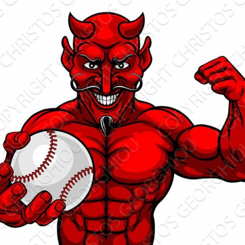 Devil Baseball Sports Mascot Holding cover image.