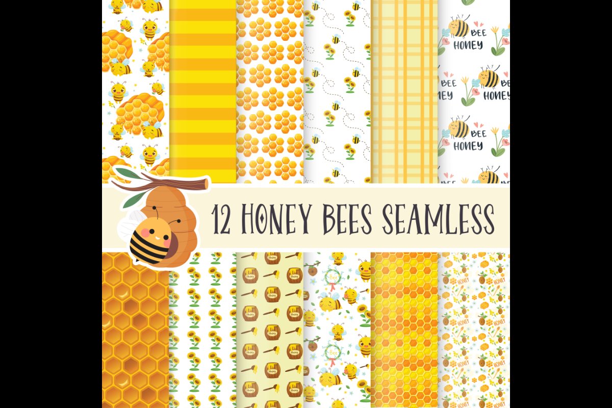 Honey Bees Seamless Sublimation cover image.