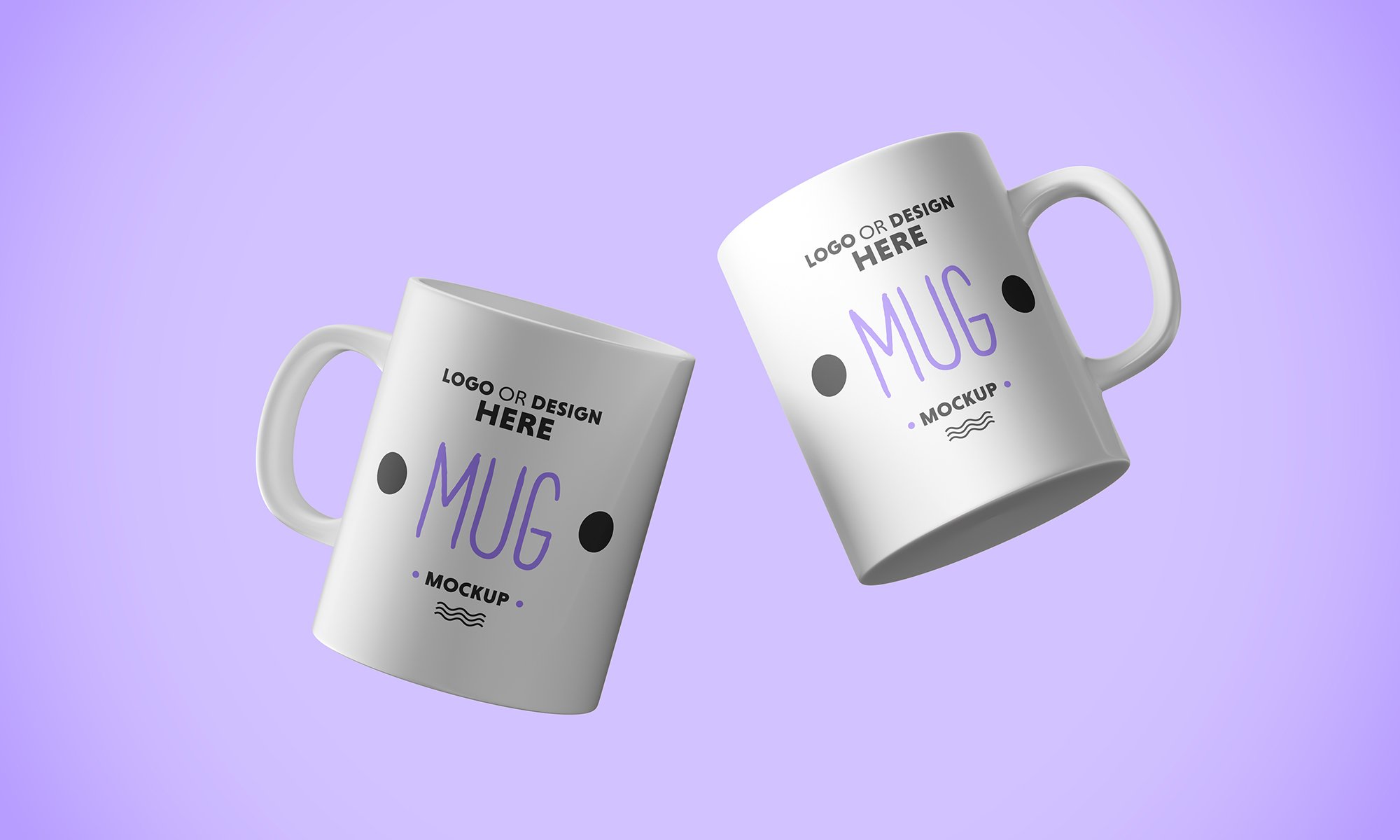 White Ceramic Double Mug Mock-up cover image.