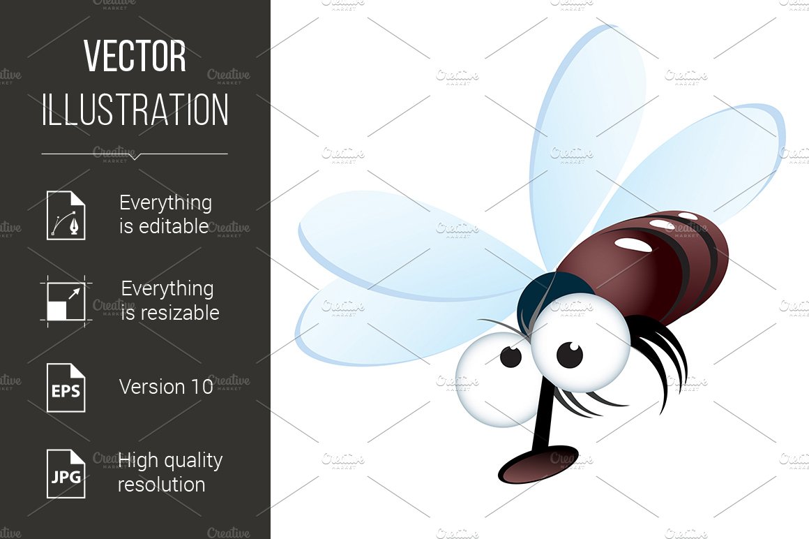 Cartoon style illustration of a fly cover image.