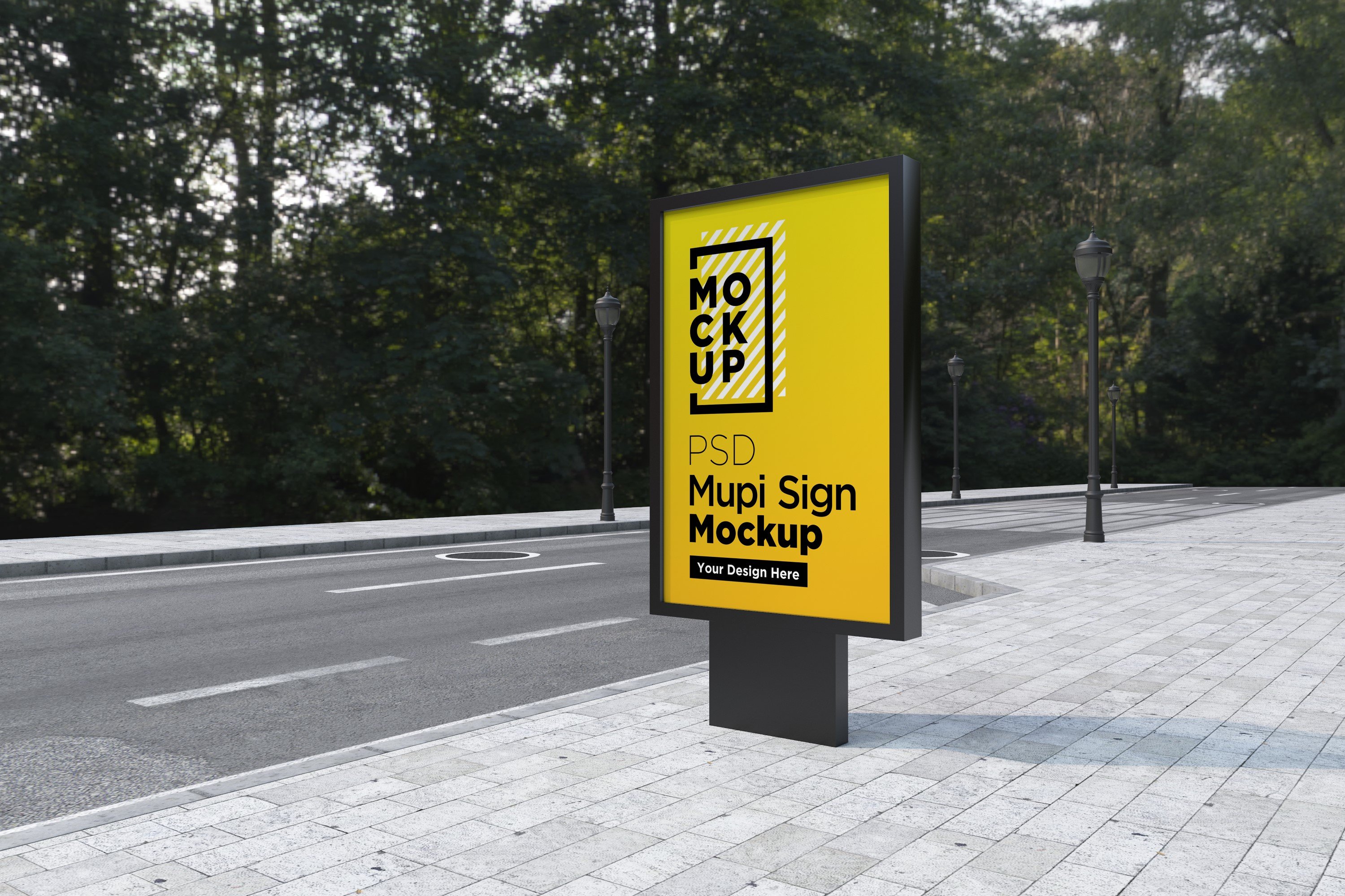 Mupi sign mockup template cover image.