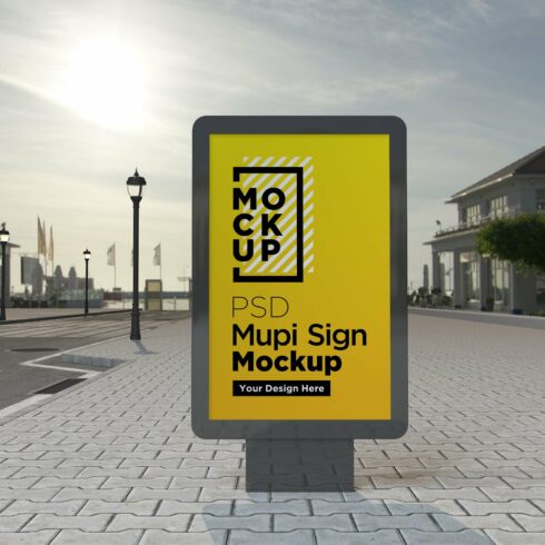 Mupi sign mockup template cover image.