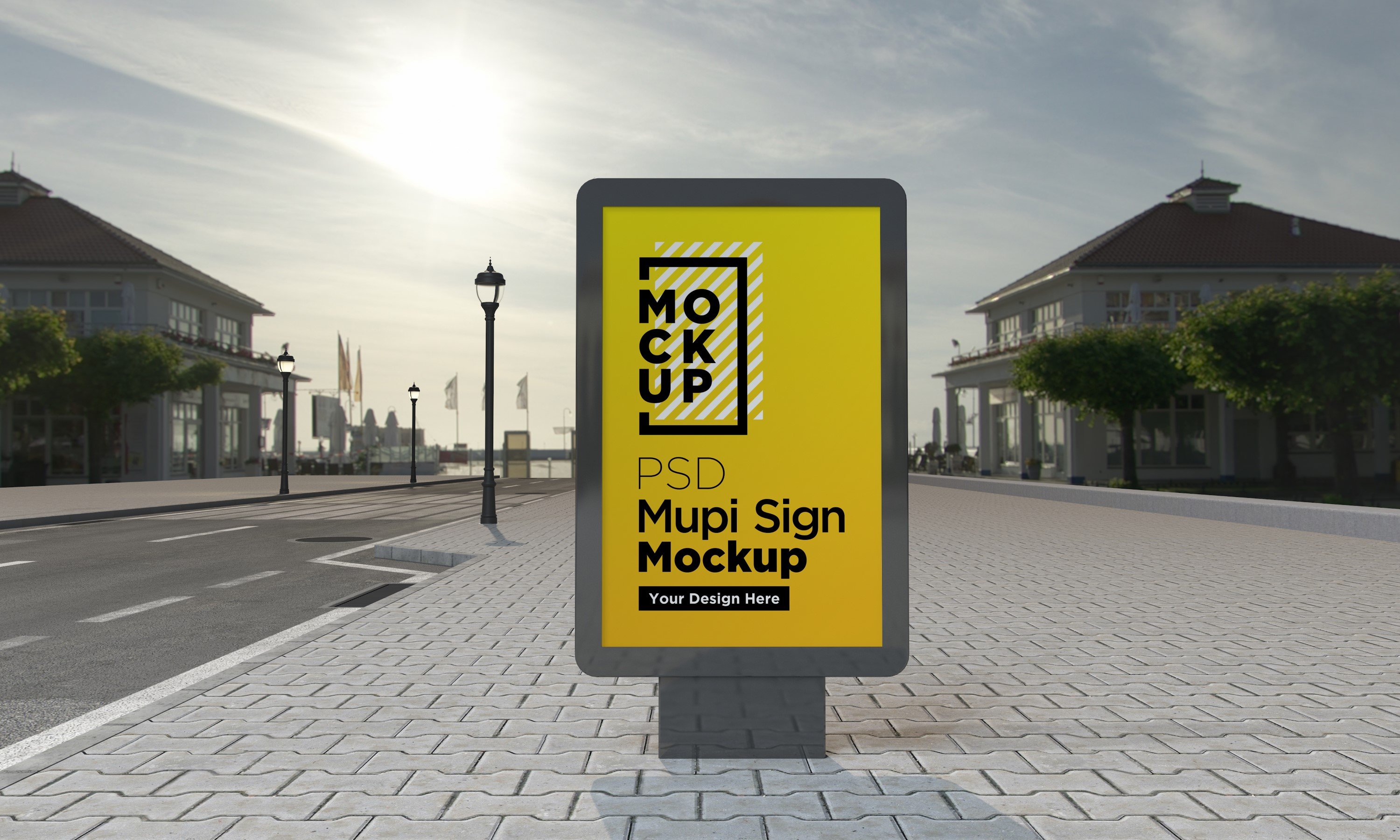 Mupi sign mockup template cover image.