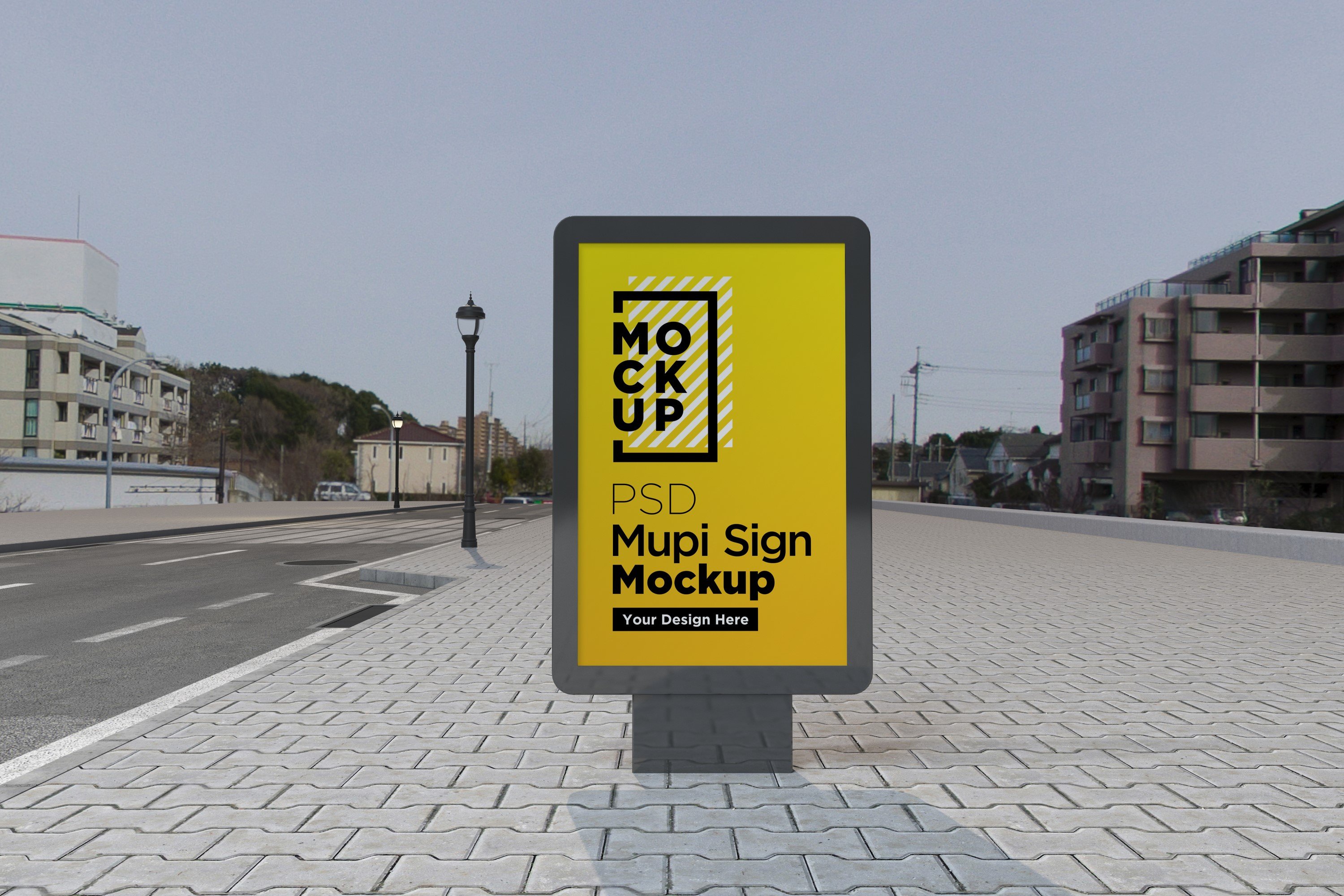 Mupi sign mockup template cover image.