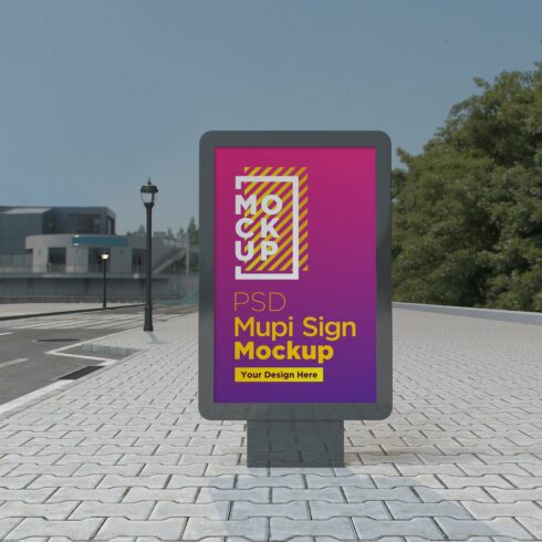 Mupi sign mockup template cover image.