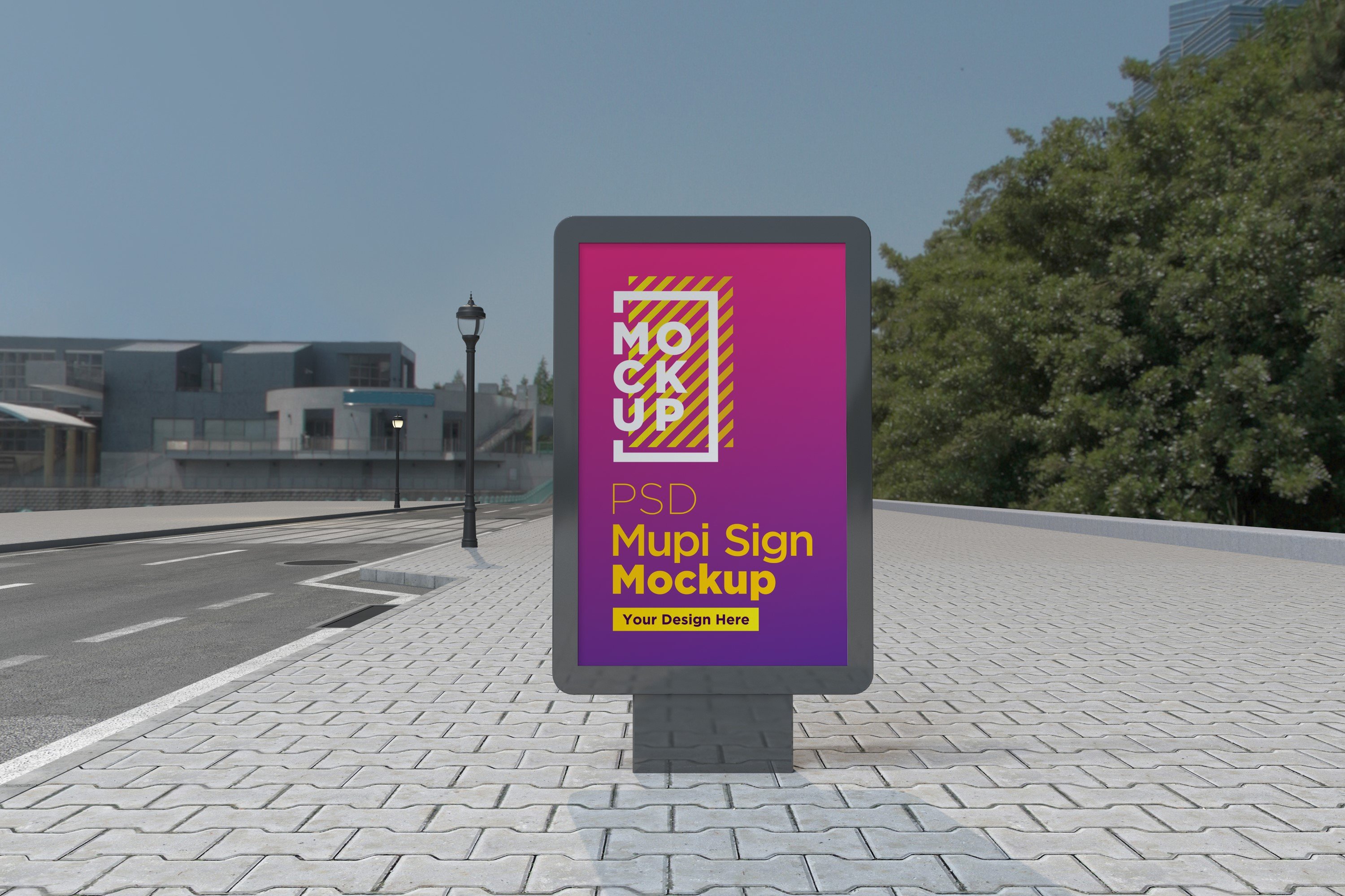 Mupi sign mockup template cover image.