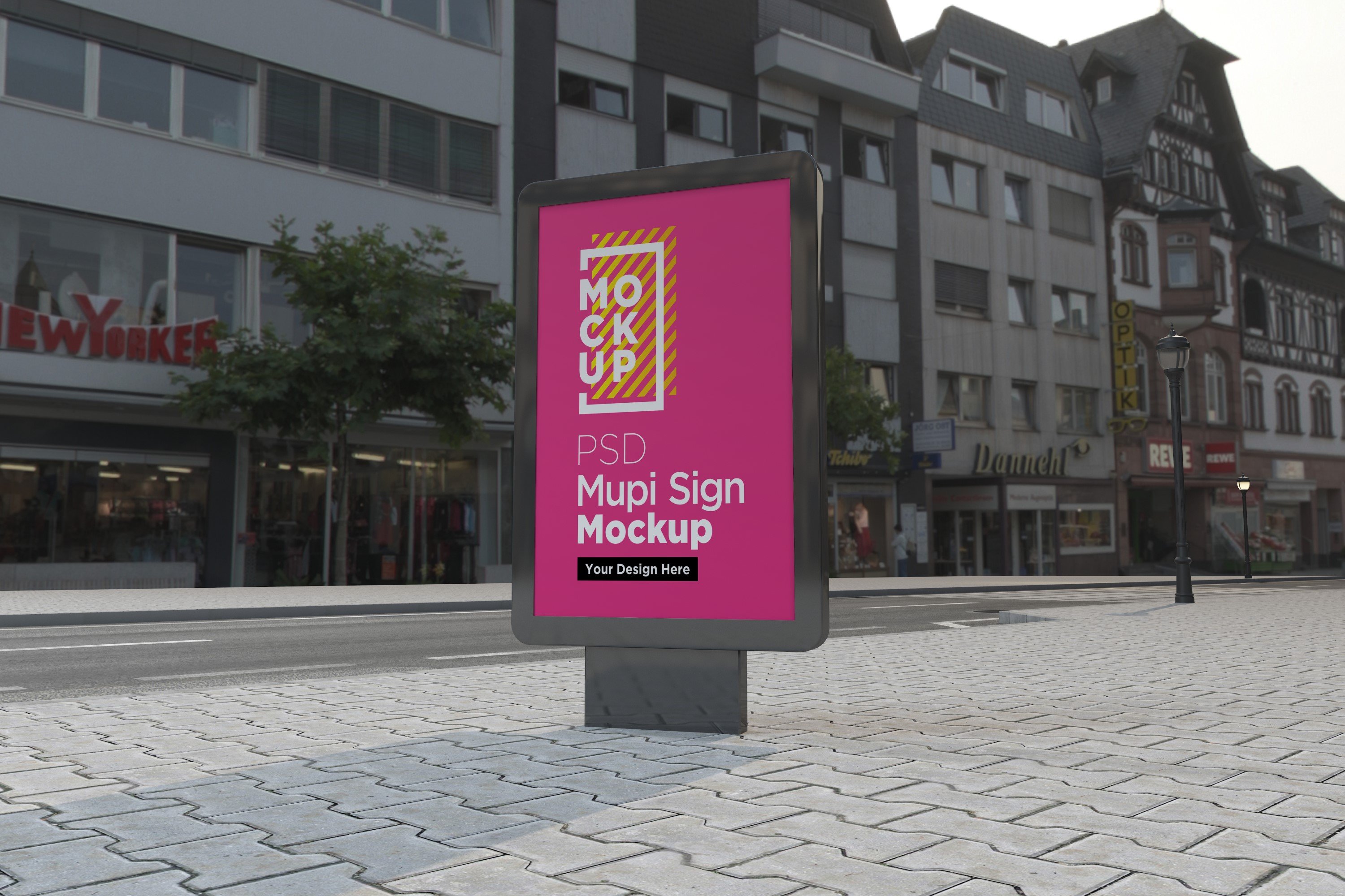 Mupi sign mockup template cover image.