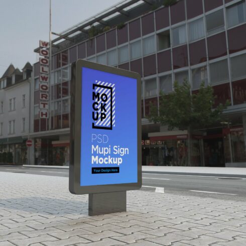 Mupi sign mockup template cover image.