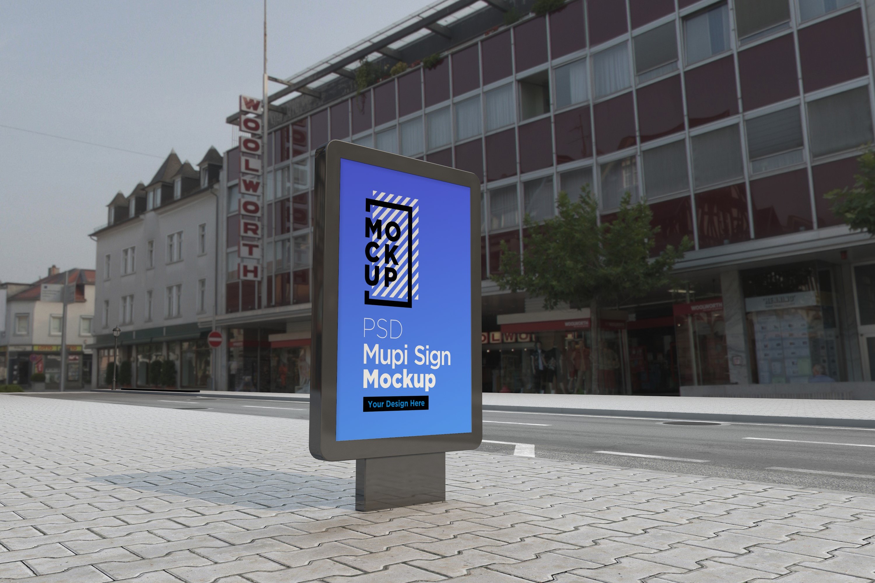 Mupi sign mockup template cover image.