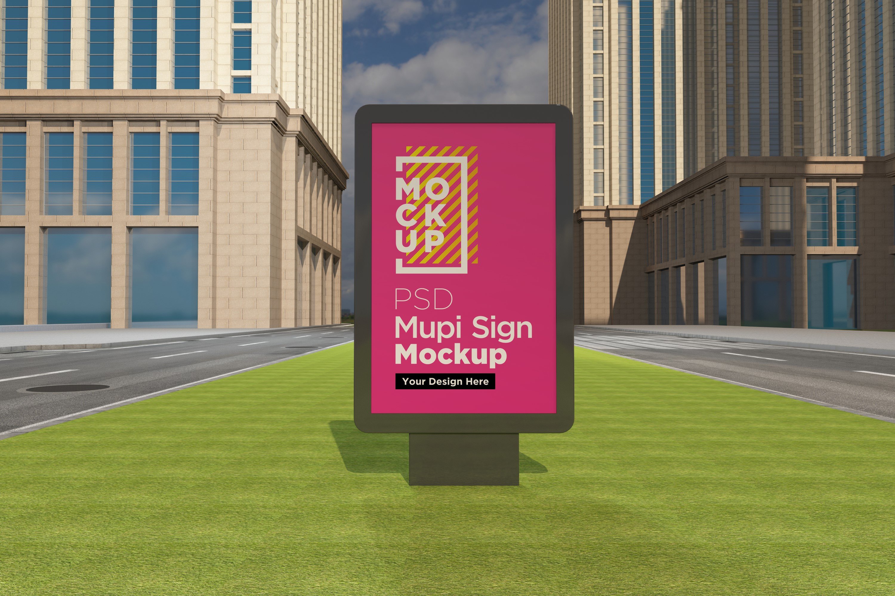 Mupi sign mockup template cover image.