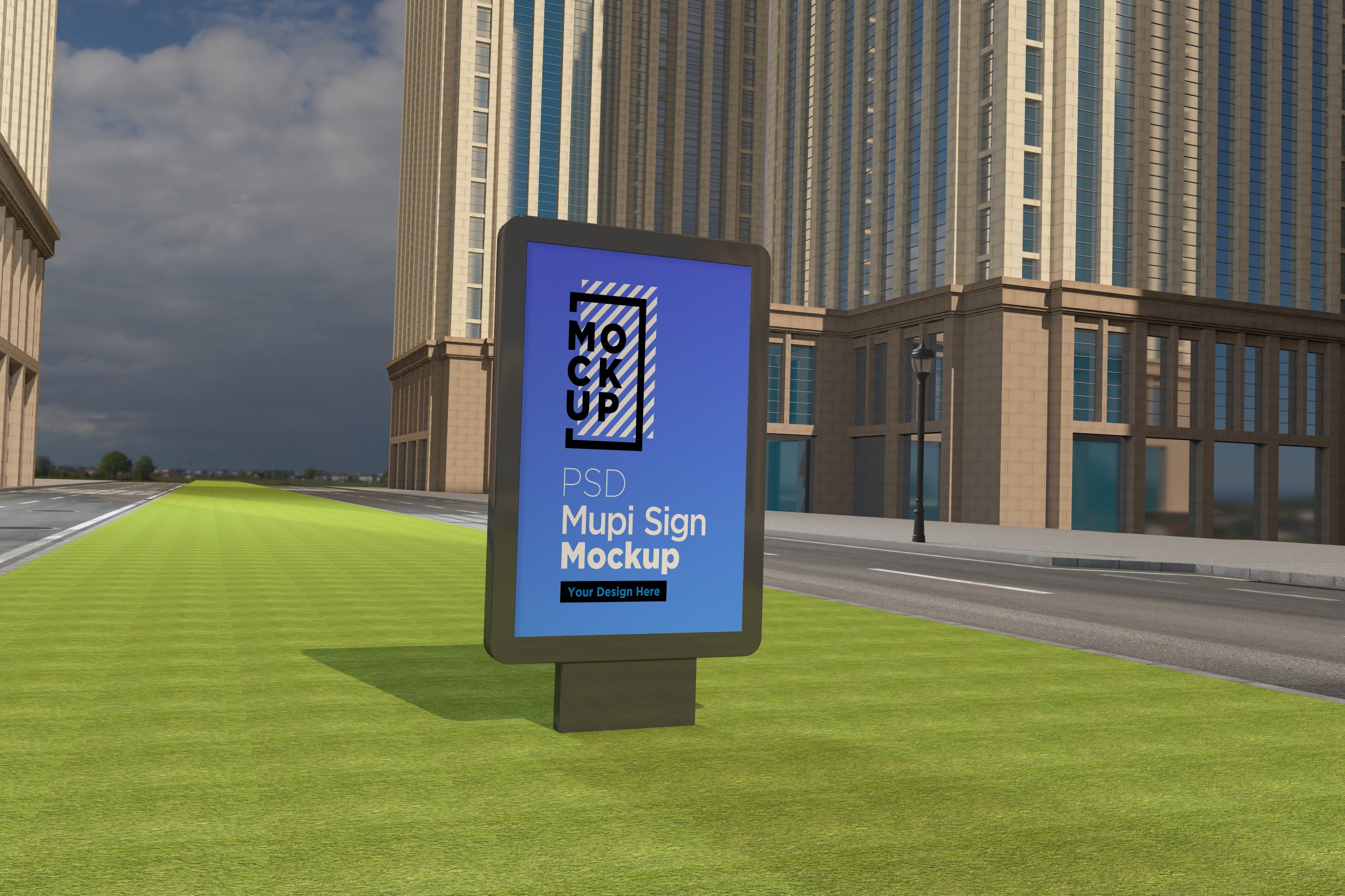 Mupi sign mockup template cover image.