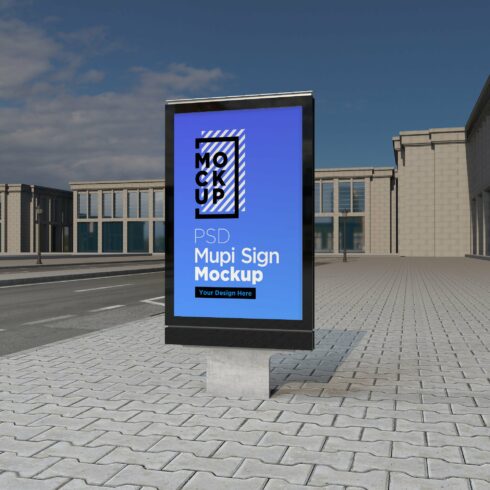 Mupi sign mockup template cover image.