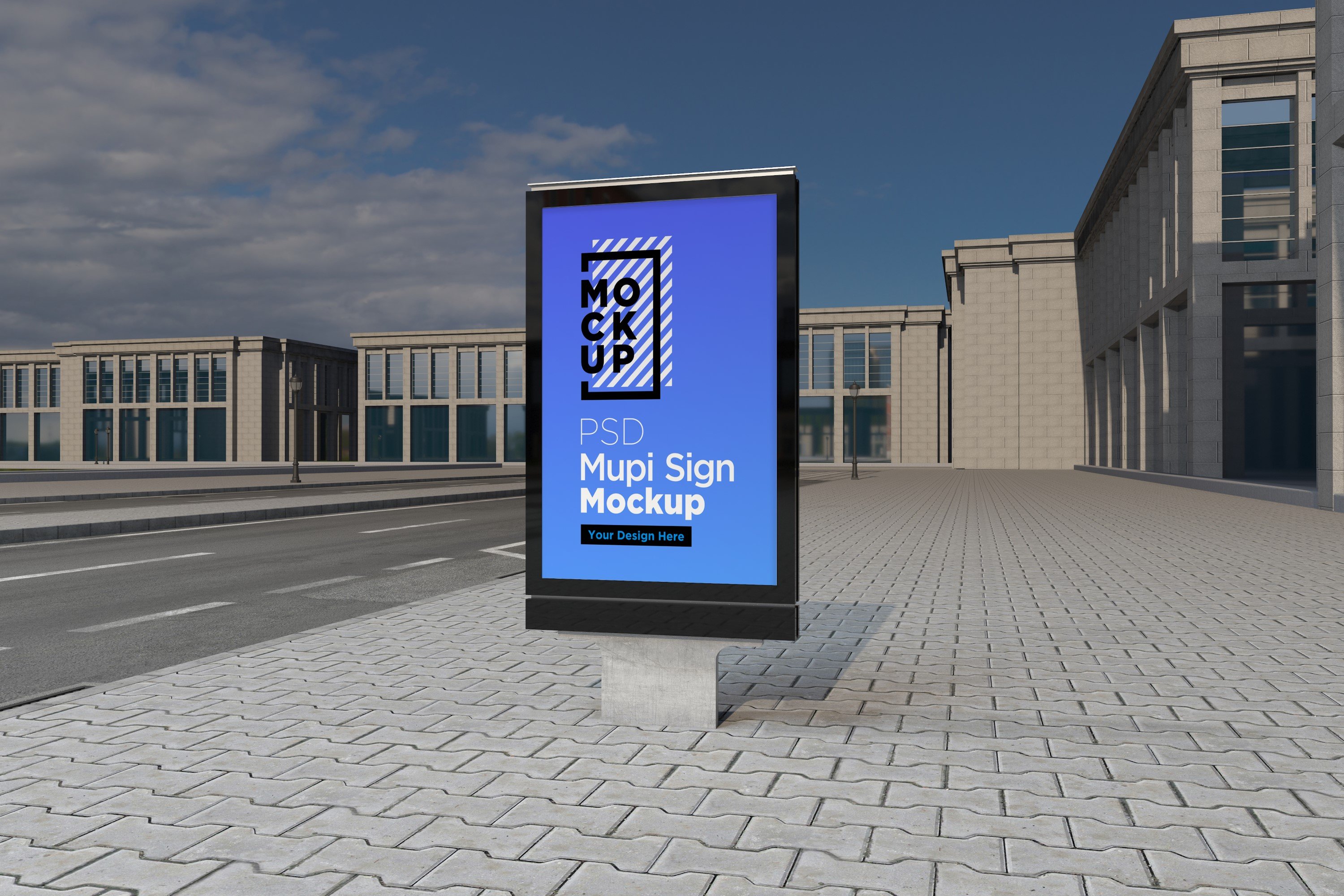 Mupi sign mockup template cover image.