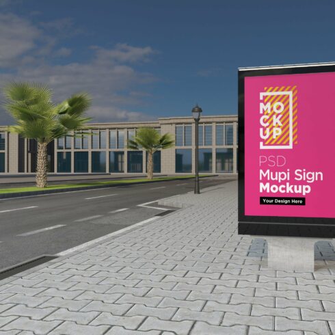 Mupi sign mockup template cover image.