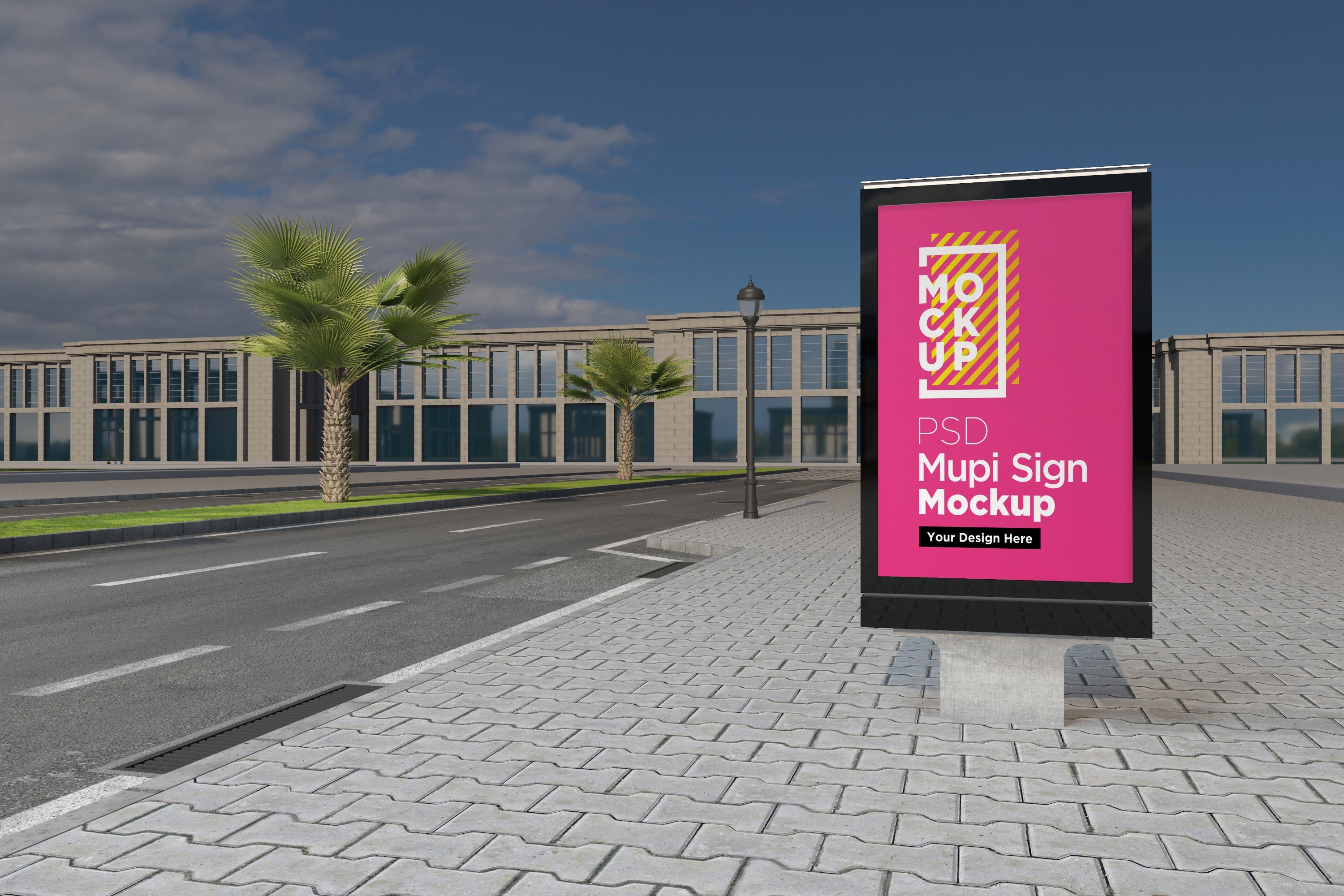 Mupi sign mockup template cover image.