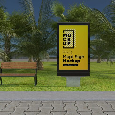 Mupi sign mockup template cover image.