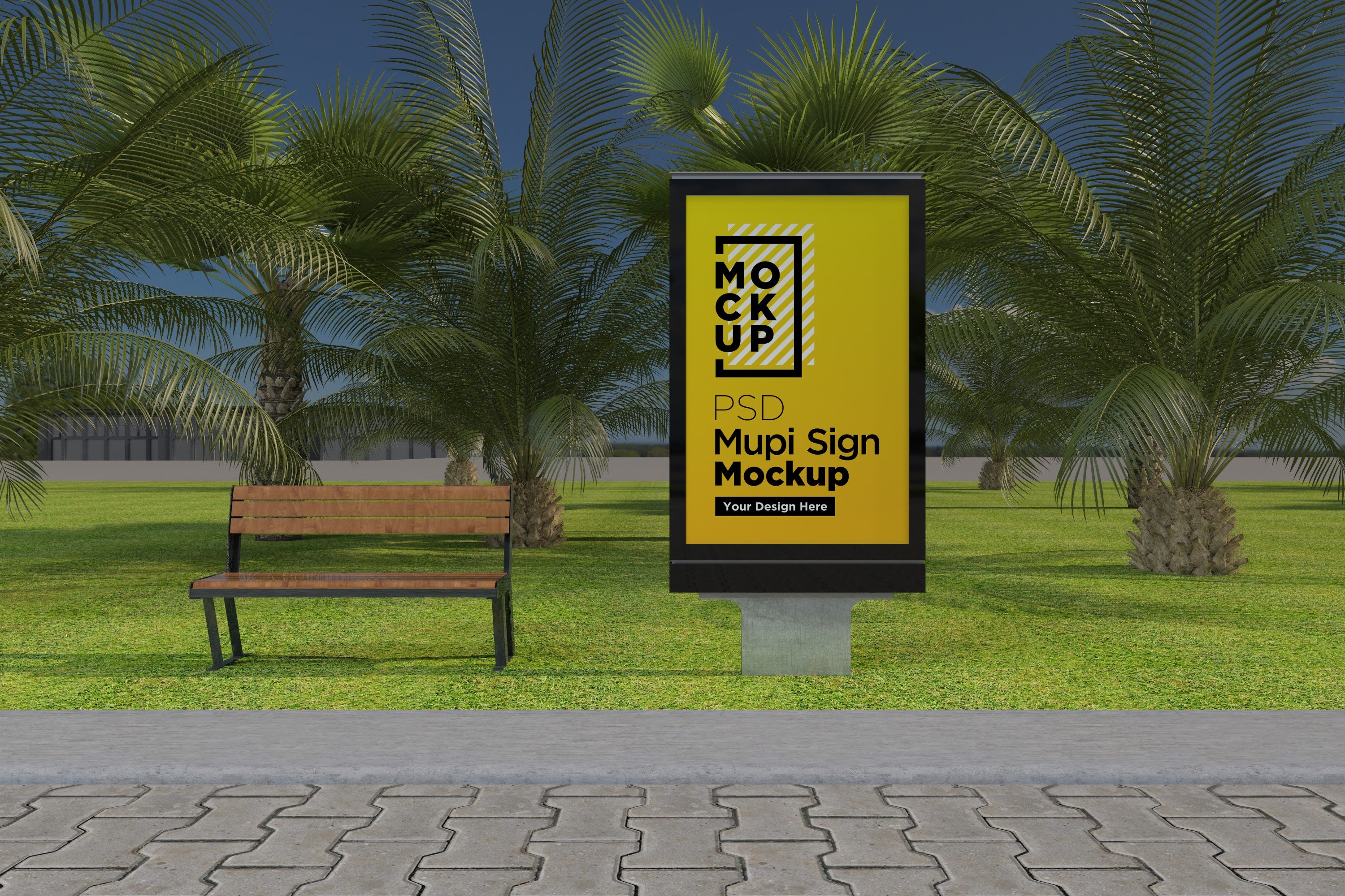 Mupi sign mockup template cover image.