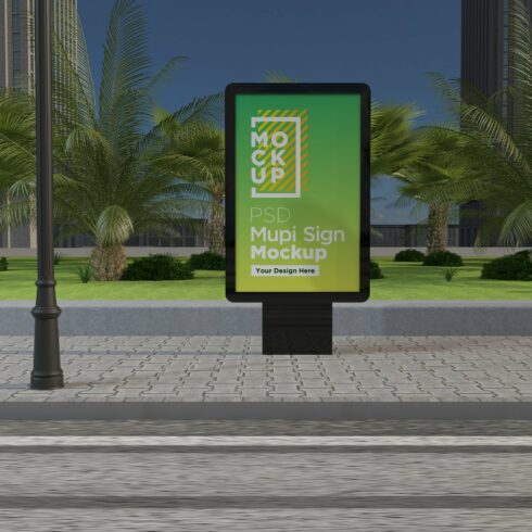 Mupi sign mockup template cover image.