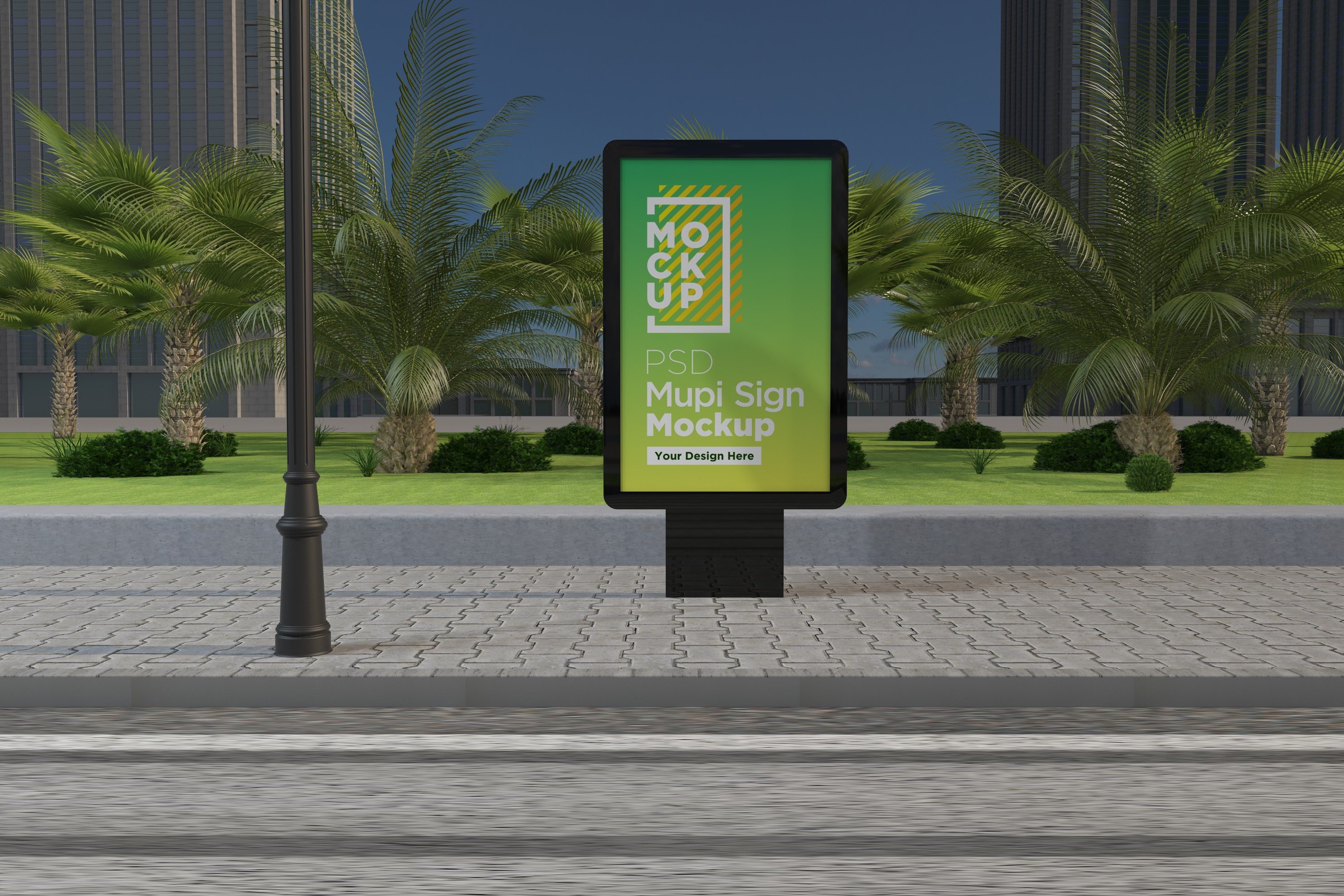 Mupi sign mockup template cover image.