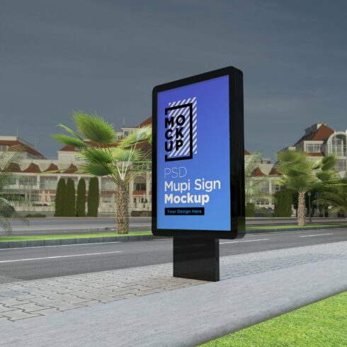 Mupi sign mockup template cover image.