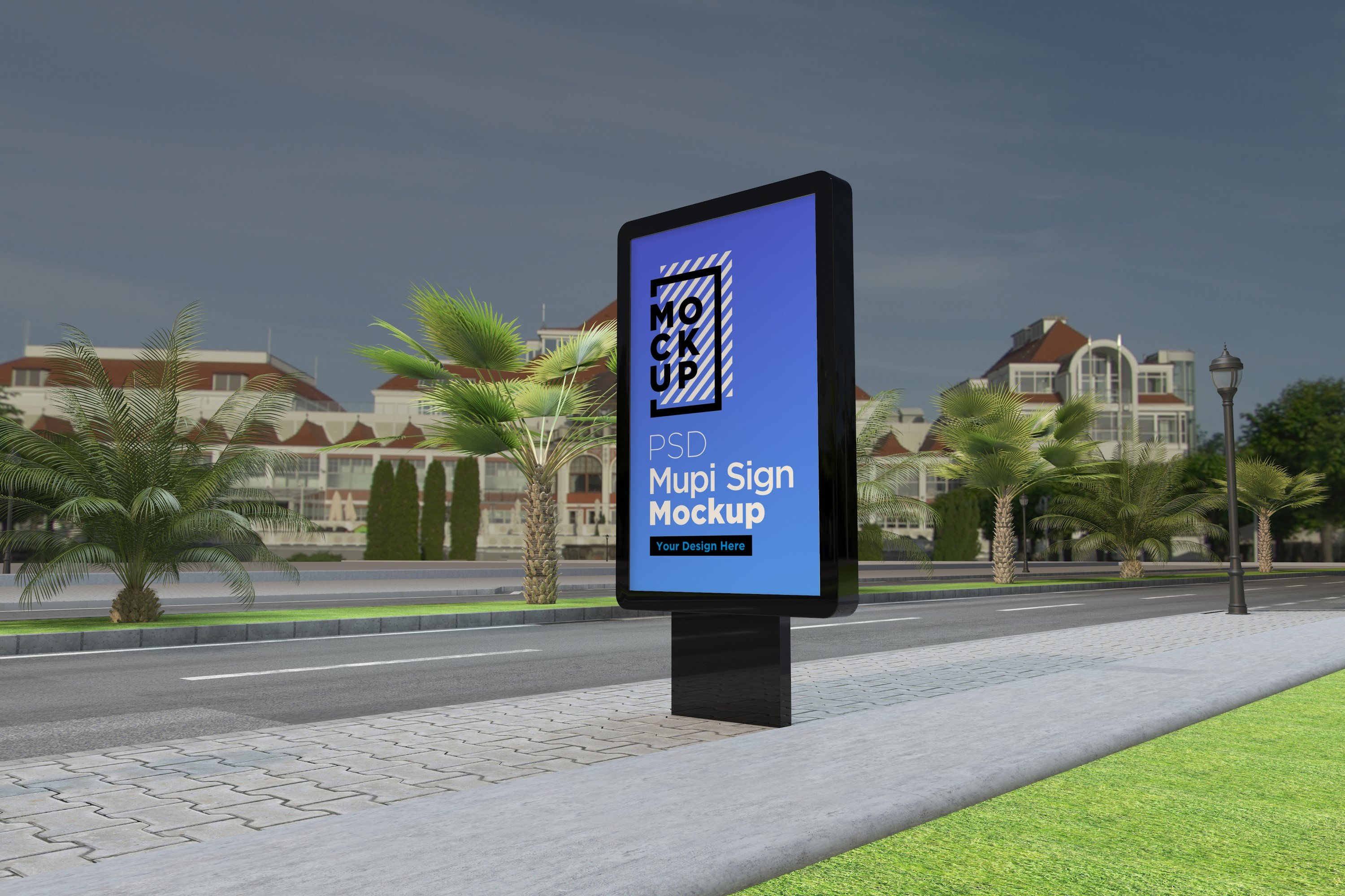 Mupi sign mockup template cover image.