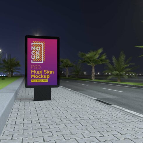 Mupi sign mockup template cover image.