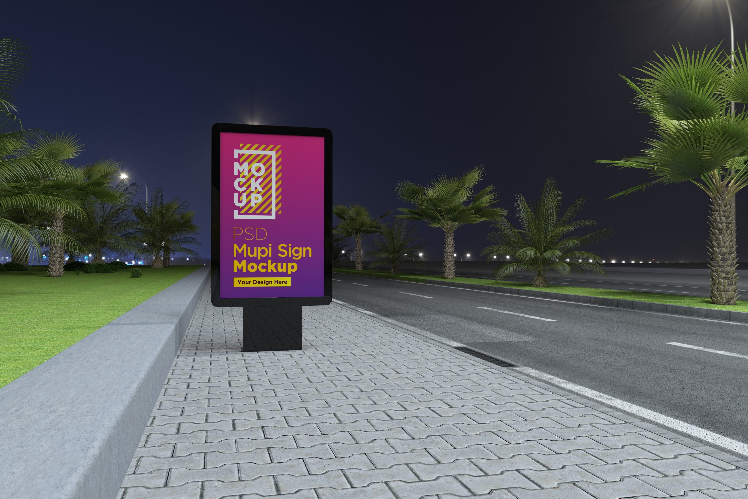 Mupi sign mockup template cover image.