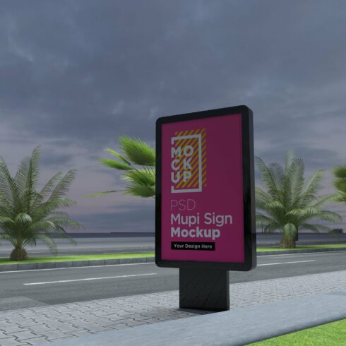 Mupi sign mockup template cover image.