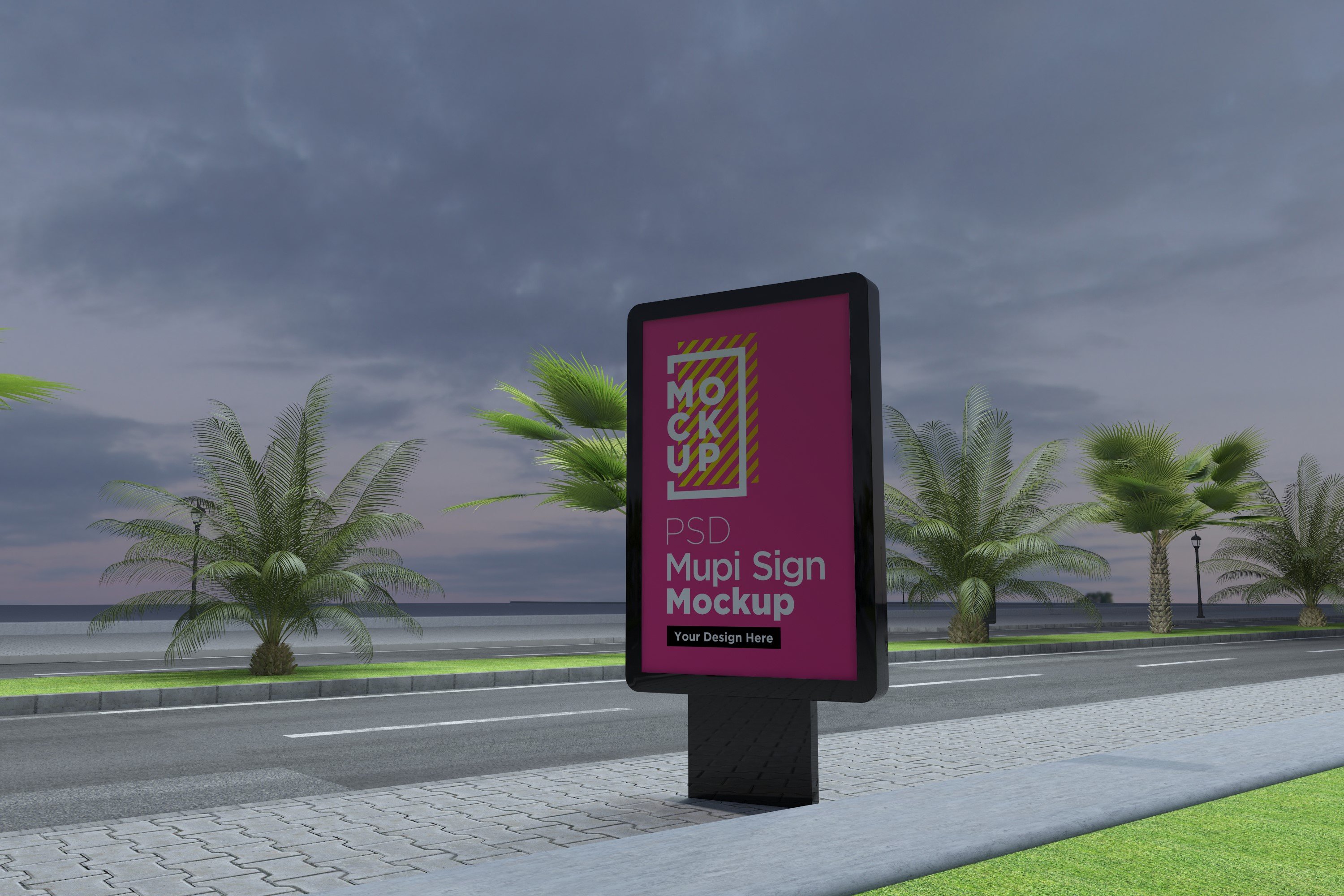 Mupi sign mockup template cover image.