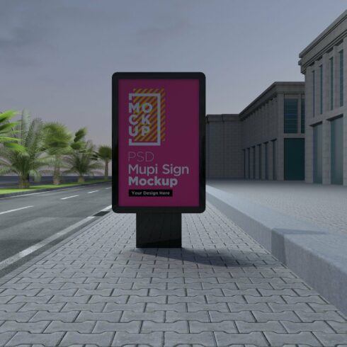 Mupi sign mockup template cover image.