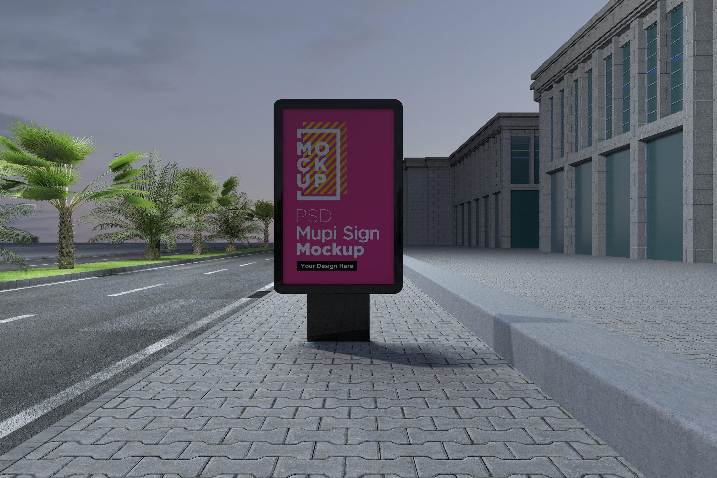 Mupi sign mockup template cover image.