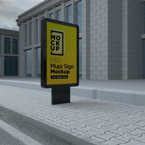 Mupi sign mockup template cover image.