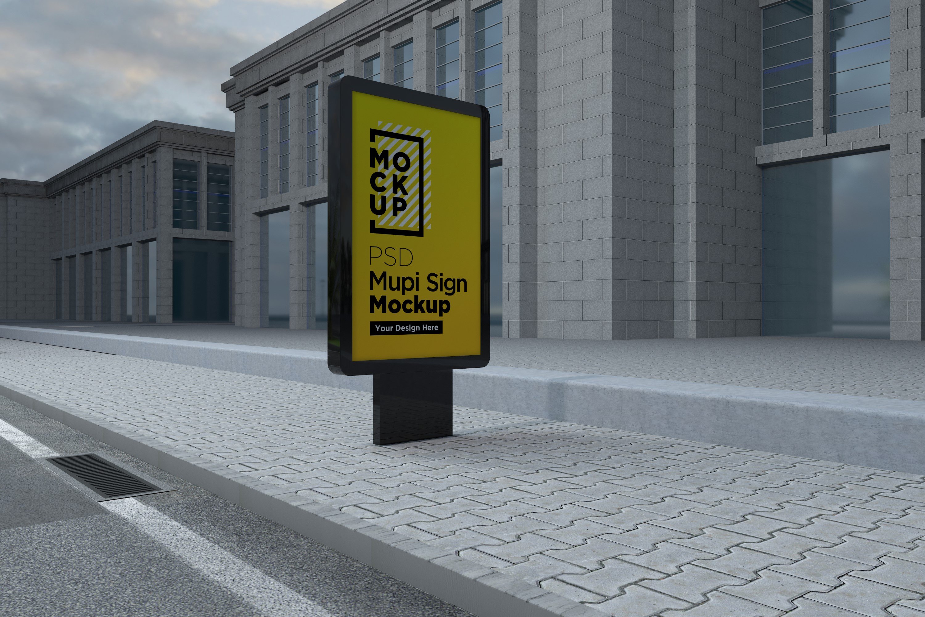 Mupi sign mockup template cover image.