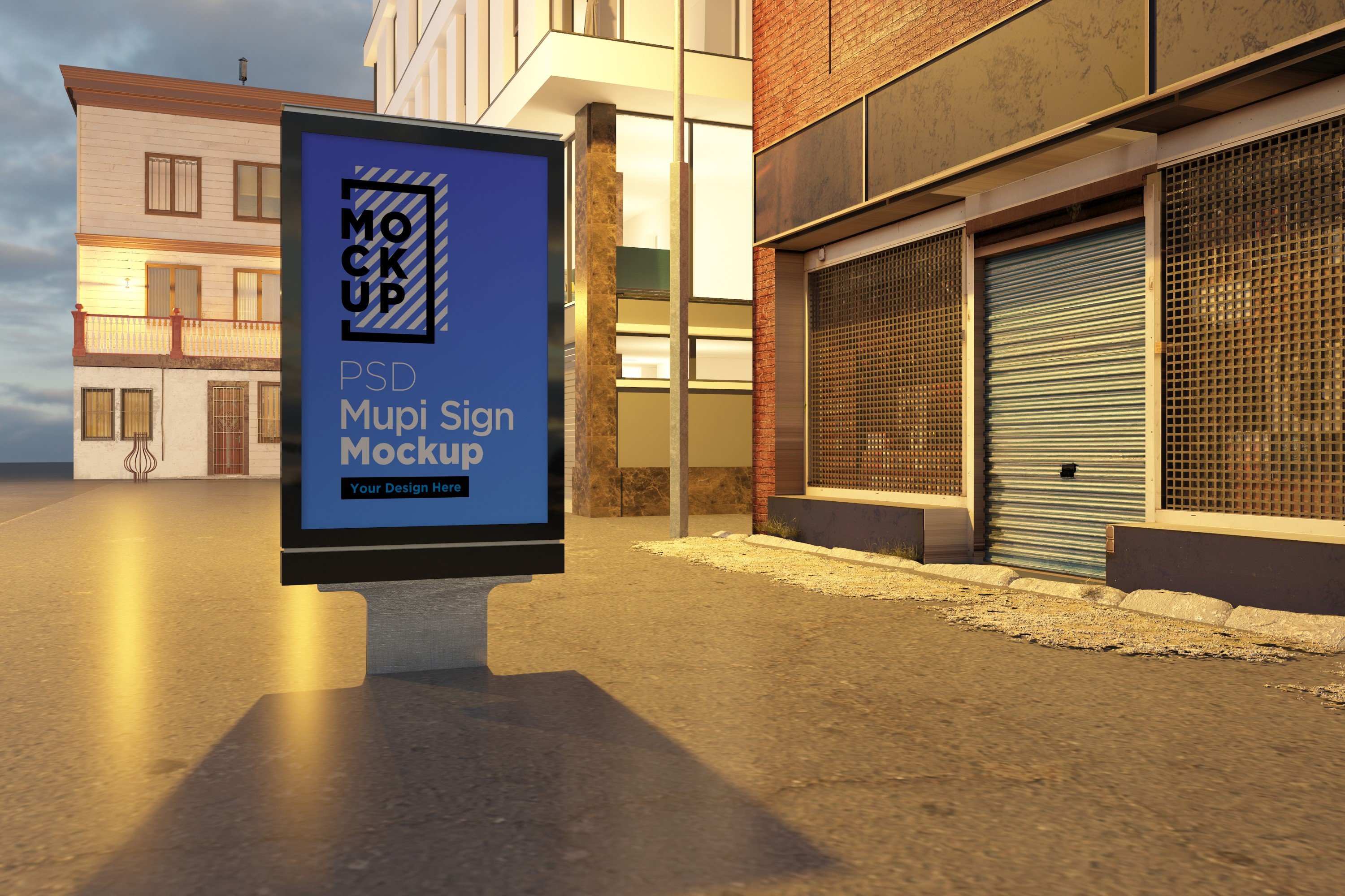 Mupi sign mockup template cover image.